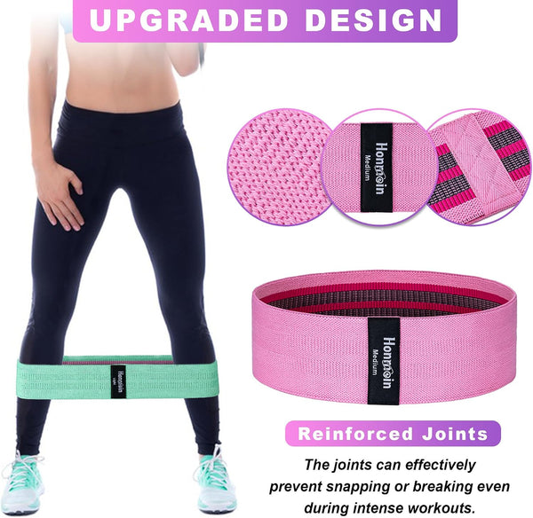 Resistance Bands for Working Out, 3 Levels Fabric Exercise Bands Set Assorted