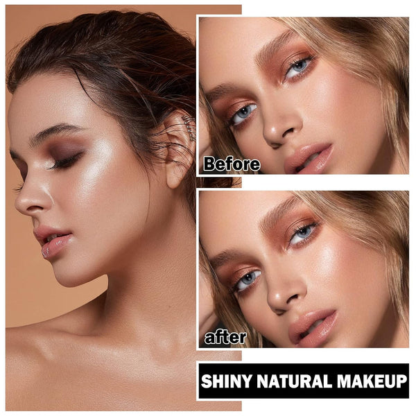 Face White Highlighter Makeup Palette Shimmer Contour Powder Waterproof Long-Lasting, Brightens Face Complexion Contour Illuminator Highlighters
