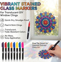 Hula Home Stained Glass Mandala Art Kit - DIY Window Clings with Markers, 10 Suncatchers - Perfect Hobby for Adults, Kids, Teens & Seniors - Ideal