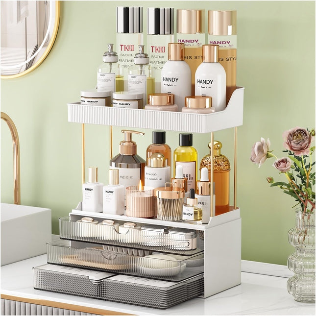 3 Drawers Bathroom Counter Organizer, 5 Tier Makeup Organizer, Versatile Perfume Organizer, Ideal for Bathroom Storage, 