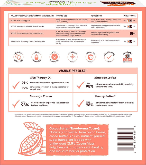 Palmer'S Cocoa Butter Formula Pregnancy Skin Care Kit for Stretch Marks and Scars, Dermatologist Approved, Gift for Mom to Be, 4 Piece Full Size Set