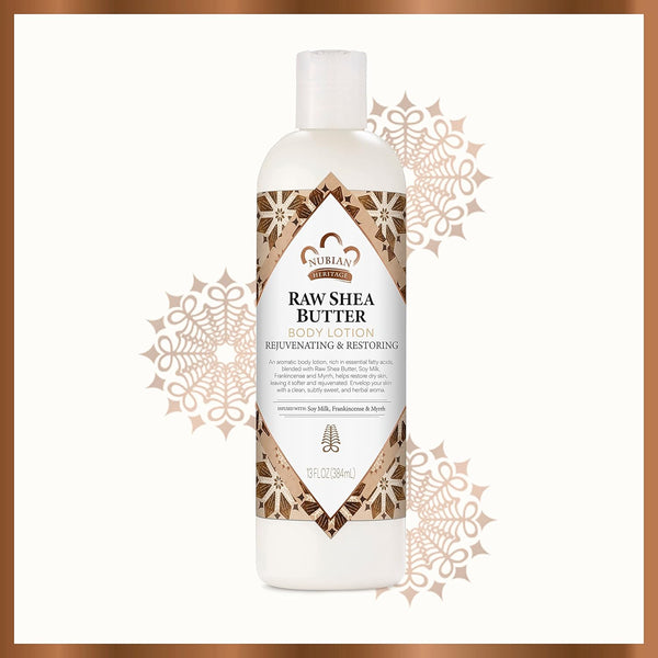 Nubian Heritage Body Lotion Raw Shea Butter for Dry Skin Paraben Free Body Lotion, 13 Oz