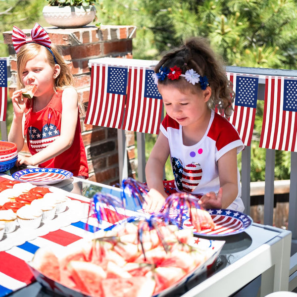52FT 4th of July Decorations Outdoor, 50 PCS Fourth of July Banner, 5.5 x 8.2 Inches American String Flag Banner for Patriotic Independence Day