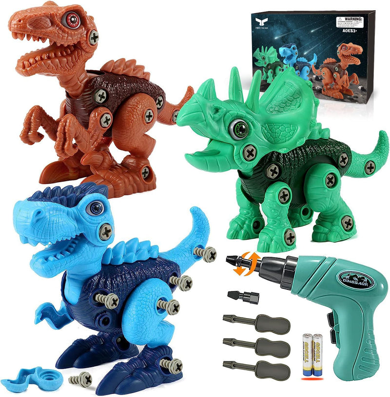 Dinosaur STEM Toys for Kids 3-5, Take Apart Dinosaur Toys with Electric Drill, Educational Building Toy & Construction Set, DIY Christmas Birthday