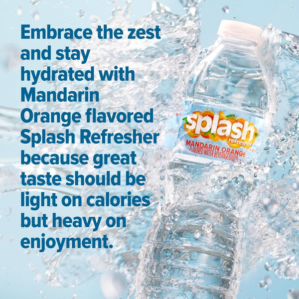 SPLASH REFRESHER Flavored Water Bottles, Mandarin Orange Flavor - 6-Pack, 16.9 Fl Oz - Refreshing Flavored Bottled Water with Electrolytes - Zero
