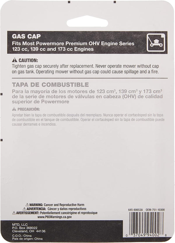 Arnold OEM-751-10300 Genuine Parts Replacement Gas Cap for 4.5-6.5 HP Engines