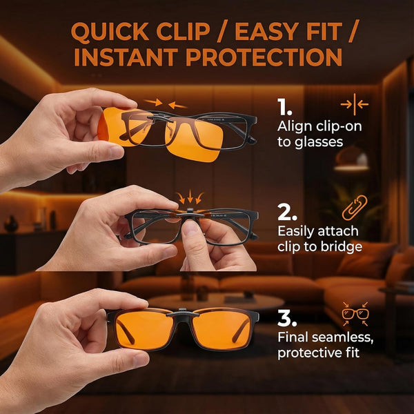 PSI Premium Blue Light Blocking Clip on Prescription Glasses, Relief Eye and Good for Sleep