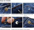 Arokimi Jeans Buttons Replacement, Instant No Sew Buttons for Pants with Tool,17MM Metallic 17MM