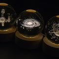 2.36 Inch 3D Galaxy Crystal Ball Night Light Lamp with Wooden Base, Warm Glow LED Mood Night Light, Gift for Boys, Girls, and Teens (Saturn)