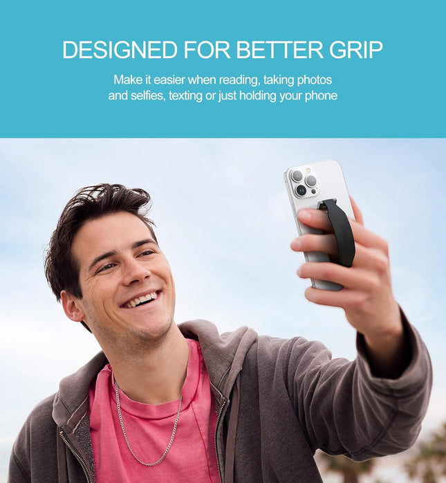 SURITCH Phone Grip Strap Finger Loop Holder for Back of Phone, 2-In-1 Soft Silicone Gripper Kickstand for Iphone Samsung
