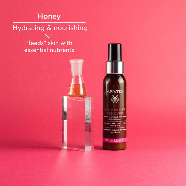 Apivita Eye Makeup Remover, Hydrating & Soothing Gentle Cleansing Milk with Linden & Honey