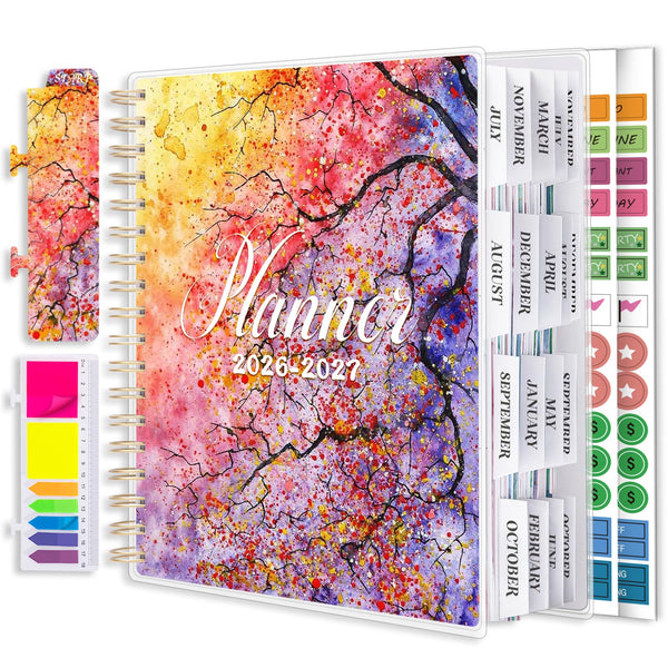 Planner 2026-2027, 18 Months Academic Daily Weekly Monthly Calendar Planner Autumn Tree