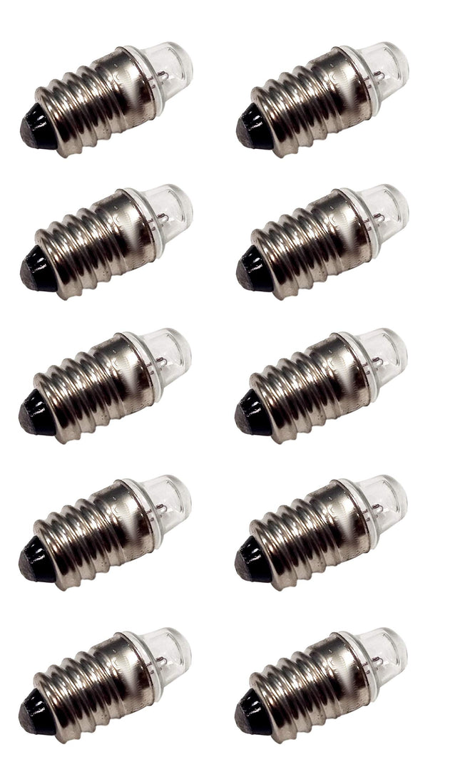 Pack of 10 E10 Miniature Screw Base Light Bulbs, 1.5V / 0.3A Flashlight Style, Incandescent â¦