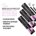 Wet N Wild Mega Last Breakup Proof Retractable Eyeliner - Ultra-Fine Brush, Waterproof,16-Hour Long-Lasting Wear - Cruelty-Free & Vegan - Black