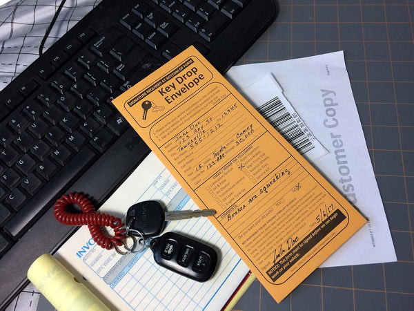 100 Night Drop Key Envelopes - Auto Repair Shops and Mechanics Gummed