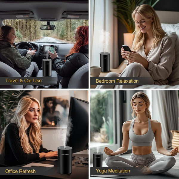 Waterless Essential Oil Diffuser Starter Kit - No Water Needed, Battery Operated Mini Scent Air Machine, Included 3X20Ml Essential Oils, Portable