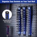WORKPRO Magnetic Socket Organizer, Heavy Duty 3/8-Inch Drive Socket Rail | Aluminum Alloy, 10 Pieces Clips, Rotatable & Movable Clips, Efficient