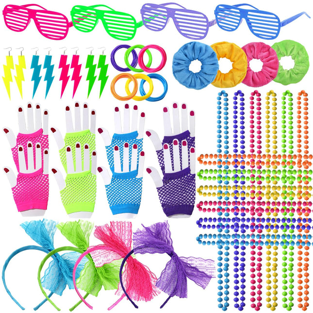 YAROMO 80S 90S Party Favors Birthday Supplies, Hip Hop Theme Gift Neon Earrings 
