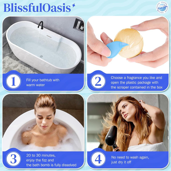 BlissfulOasis Bath Bombs Set, 24 Pcs Shower Bombs with 6 Refreshing Scents, Perfect for Moisturizing & Relaxing, Ideal for Birthday, Mother's Day,