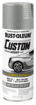 Rust-Oleum 323351 Automotive Custom Lacquer Spray Paint, 11 Oz, Metallic Silver