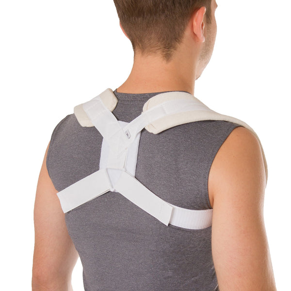 BraceAbility Clavicle Support Brace - Figure 8 Upper Back Brace Posture Corrector for Women and Men, Shoulder Straightener, Kyphosis Relief, Sling