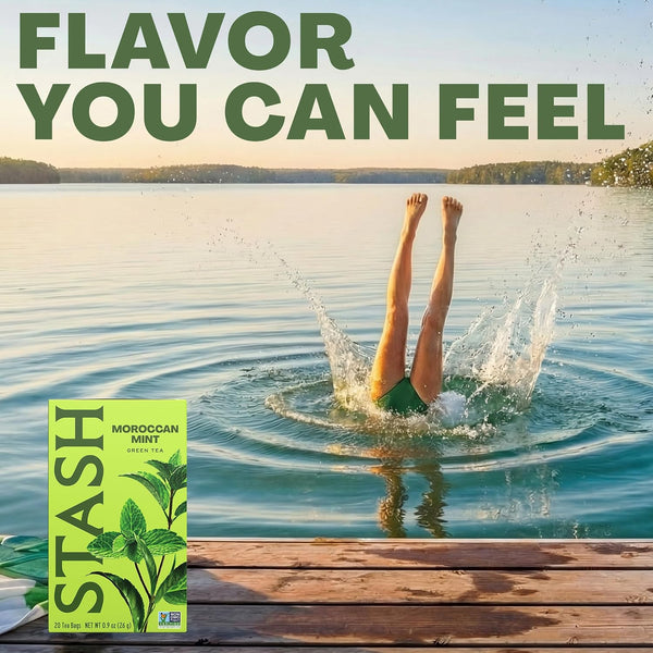 Stash Tea Moroccan Mint Green Tea, Box of 100 Tea Bags (Packaging May Vary)