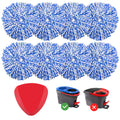 8 Pack Rinseclean Spin Mop Replacement Head Refills with 1 Rotating Mop Base Compatible with O Ceda Rinseclean 2 Tank System, Blue Microfiber Mop