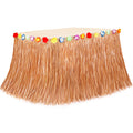 108x29.5In Hawaiian Grass Table Skirt for Summer Luau Party Decorations Straw Yellow 1 Pack