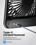 Koonie USB Desk Fan, Strong Wind Ultra Quiet Small Mini Fan, Black 5 inch Mini Black