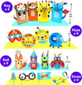 KRAFUN My First Safari Animal Paper Craft Kit, 16 DIY Arts and Crafts Zoo Animal, Organized Craft Activities Supplies Box Assembling Creative Toys