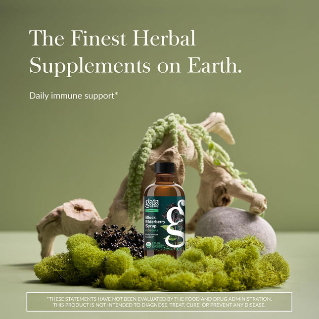 Gaia Herbs GaiaKids Black Elderberry Syrup - Delicious Immune Support Supplement for Kids* - with Organic Black Elderber