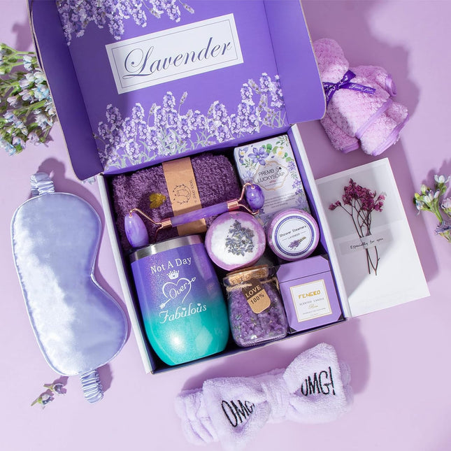Birthday Gifts for Women,Gifts for Her Purple Gifts Basket for Women Lavender Re