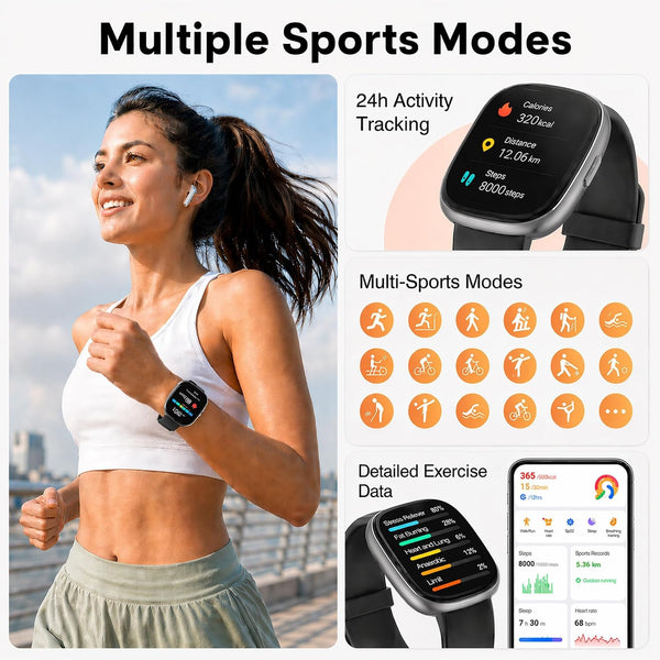 Fitness Tracker Watch with Heart Rate, Activity Tracker, Pedometer Watch Black
