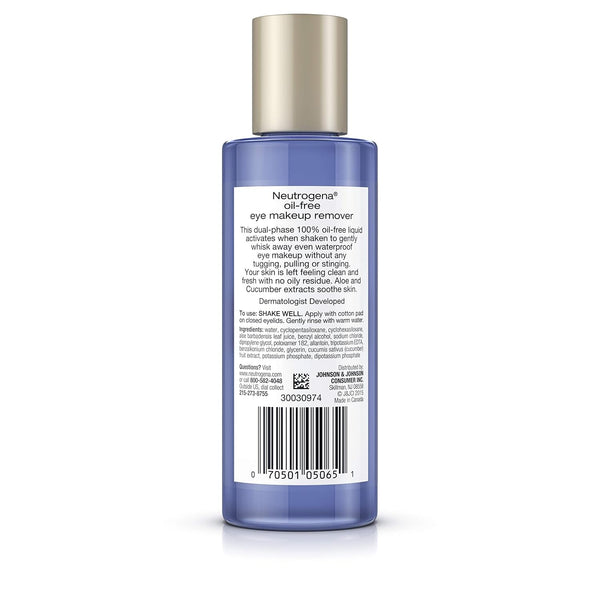 Neutrogena Gentle Oil-Free Eye Makeup Remover & Cleanser, 5.5 fl oz, 3 Pack 5.5 Fl Oz (Pack of 3)