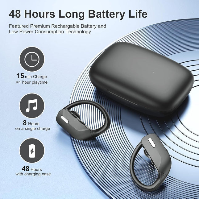 T16 Wireless Earbuds, Bluetooth Bluetooth Headphones 48Hrs Long Battery Life with LED Power Display In-Ear Earhooks Head