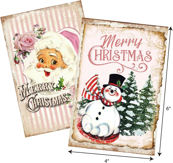 Quera Christmas Vintage Greeting Cards 27PCS Bulk Christmas Cards Snowman Santa Family Merry Christmas Cards with Envelopes for Christmas Holiday
