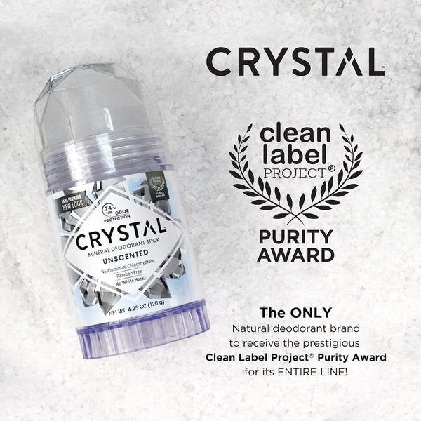 CRYSTAL Deodorant Stick (30003), Unscented, 4.25 Ounce Unscented 4.25 Ounce (Pack of 1)