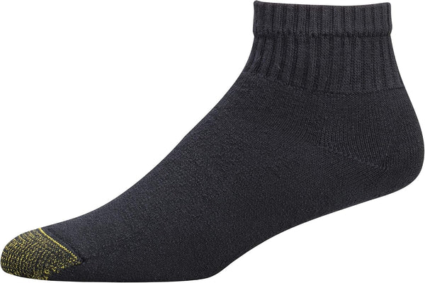 GOLDTOE Men's 656P Cotton Ankle Athletic Socks, Multipairs 6 Black (6-pairs) Large
