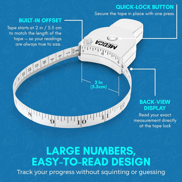 Body Fat Caliper and Measuring Tape for Body - Skinfold Calipers and Body Fat Tape Measure Tool for Accurately Measuring BMI Skin Fold Fitness and