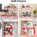 Ukeetap 2 Pack Multi-Purpose Pull-Out Storage Organizers, Under Sink & Cabinet Organizers, 12.8 Inch Pink Pink 12.8 Inch