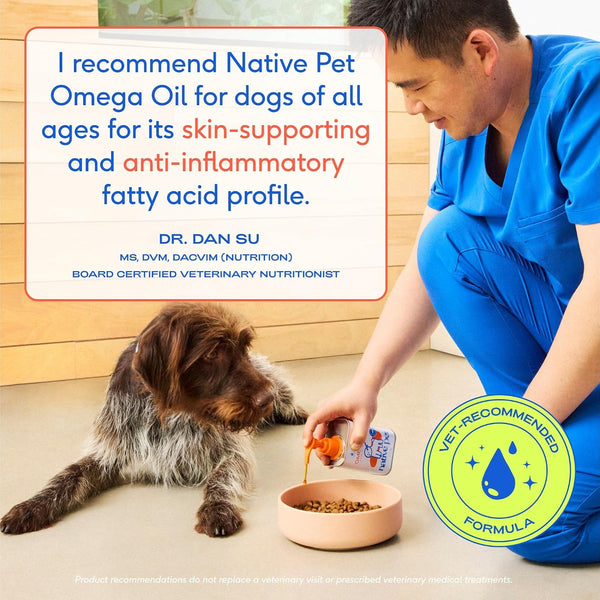 Native Pet Omega 3 Fish Oil for Dogs & Cats – Wild Alaskan Salmon Oil for Dogs Skin and Coat, Supports Joints, Heart & Shedding – Fast-Absorbing