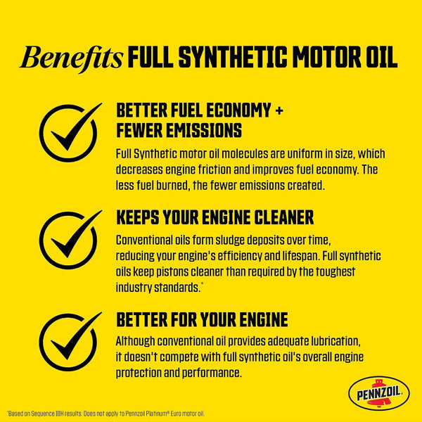 Pennzoil Ultra Platinum Full Synthetic 0W-40 Motor Oil, 1 Quart (6 Pack) 1 Quart 6 Pack 0W-40