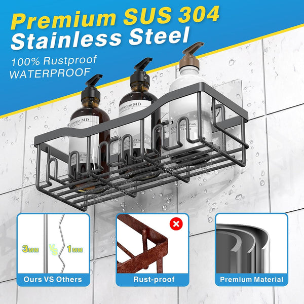 Shower Caddy 5 Pack,Adhesive Shower Organizer for Bathroom Storage&Home Decor&Kitchen,No Drilling,Large Capacity,Rustproof Stainless Steel