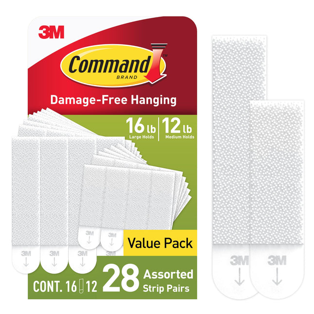 Command 15 Lb & 10 Lb Large and Medium Picture Hanging Strips 28 Assorted Pairs 