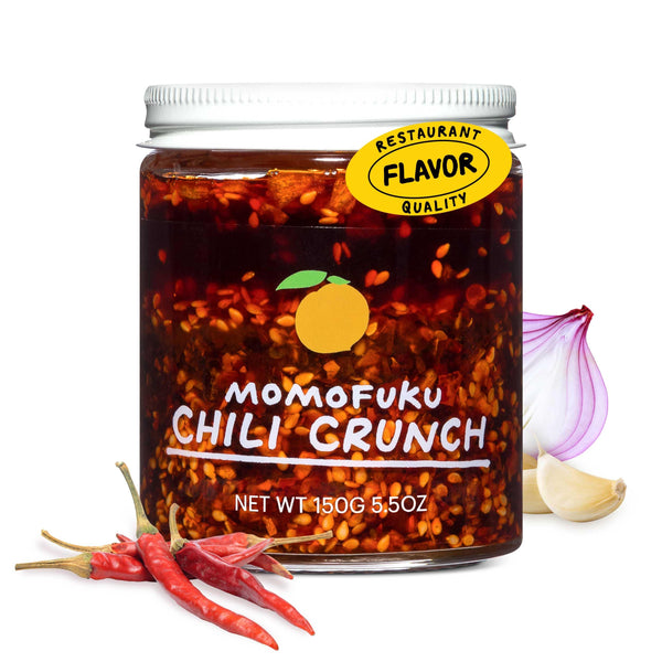 Momofuku Chili Crunch by David Chang, (5.5 Ounces), Chili Oil with Crunchy Garlic and Shallots, Spicy Chili Crisp Original Chili Crunch 5.5 Ounce
