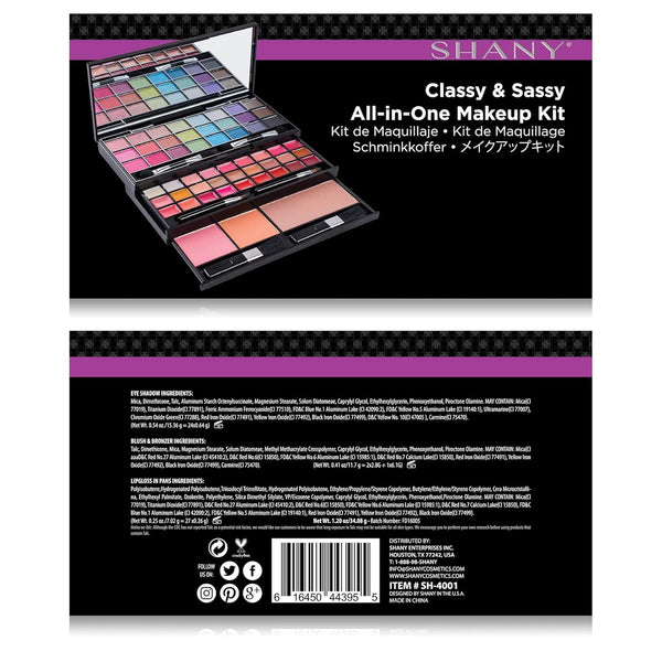 SHANY Classy & Sassy All-In-One Makeup Kit Makeup Set with Cosmetics Mirror, Makeup Applicators, 24 Eye Shadows Colors, 18 Lipstick Lip Glosses, 2