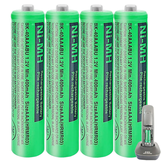 BK-40AAABU NI-MH AAA Rechargeable Battery 1.2V 400Mah 4Pack Nimh AAA Batteries for Panasonic Cordless Phones, Remote Con