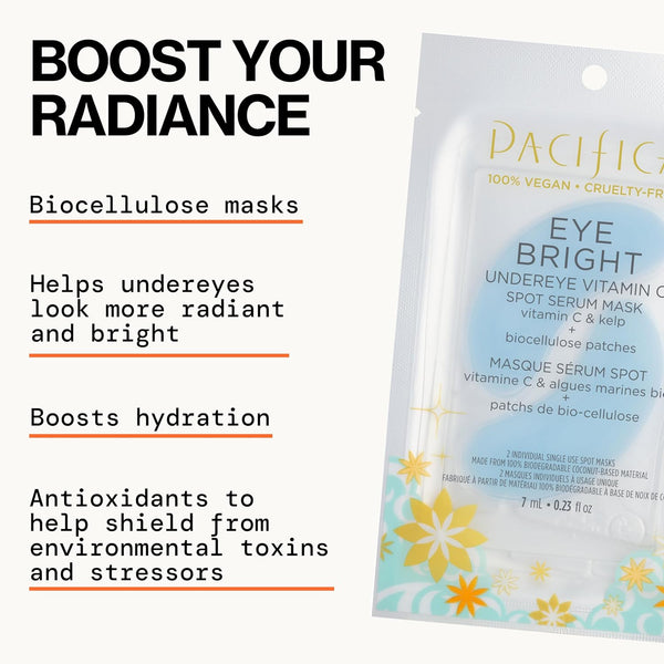 Pacifica Undereye Spot Serum Mask Ã¢ÂÂ Bright Eye Vitamin C Mask for Dark Circles & Hydration, Brightening under Eye Treatment, Vegan &