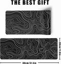 Topographic Contour Gaming Mouse Pad，Large XL Mouse Pad Big Mouse mat,Long Computer Keyboard with 3mm Non-Slip Base and Stitched Edge for Gaming