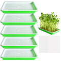 EBaokuup 5 Pcs Seed Sprouter Tray with Drain Holes - BPA Free Seed Germination Propagation Trays, Soil-Free Wheatgrass Bean Sprouts Microgreens
